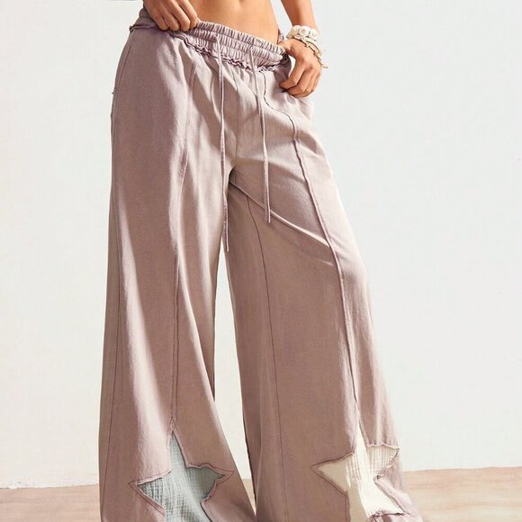 Dusty Purple Casual Women's Boho Country Style Knit Patchwork Star Pattern Loose - Picture 3 of 7